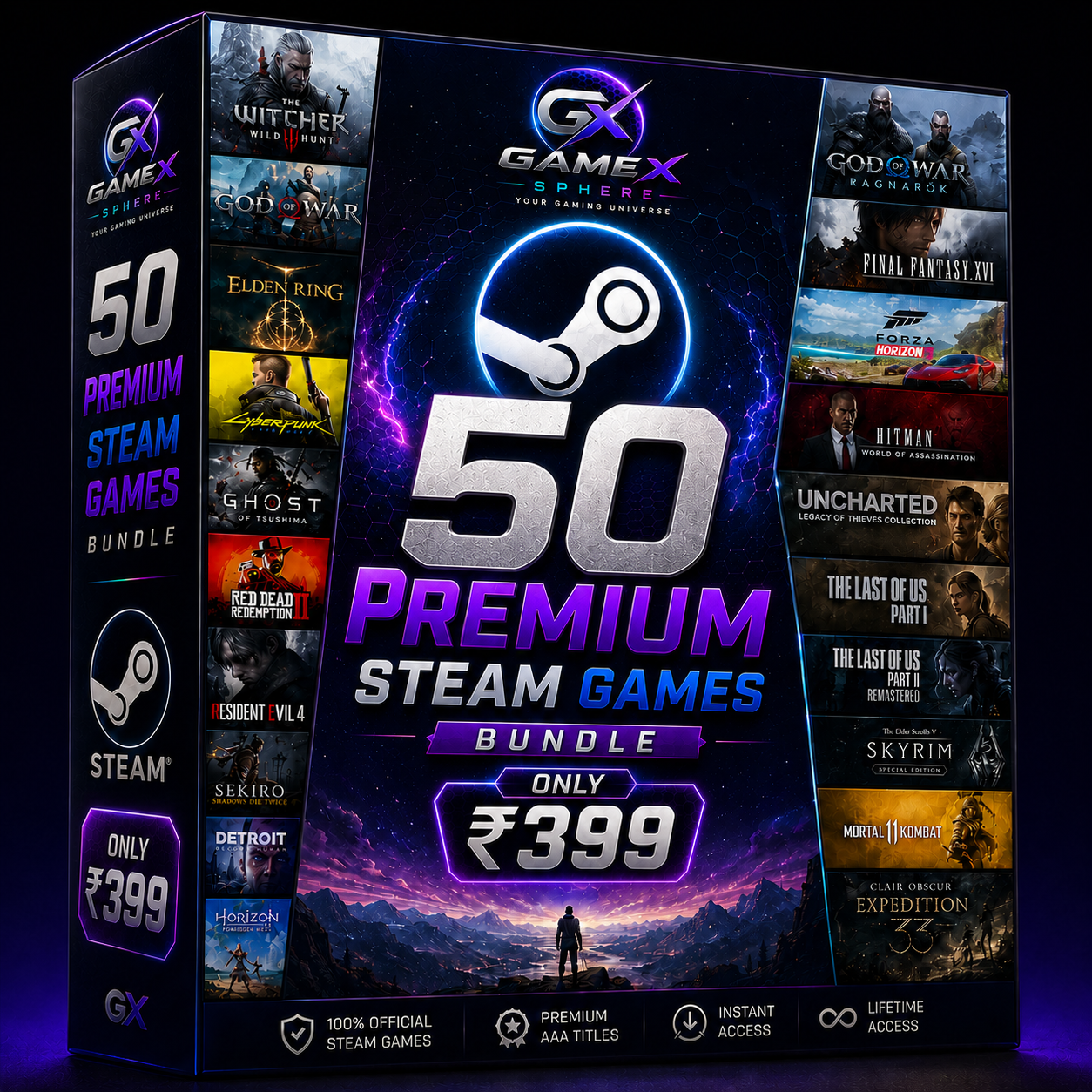 GameX Sphere 50 Premium Steam Games Mega Bundle